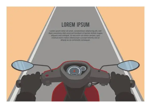 Vector illustration of Motorcycle rider view. Simple flat illustration.