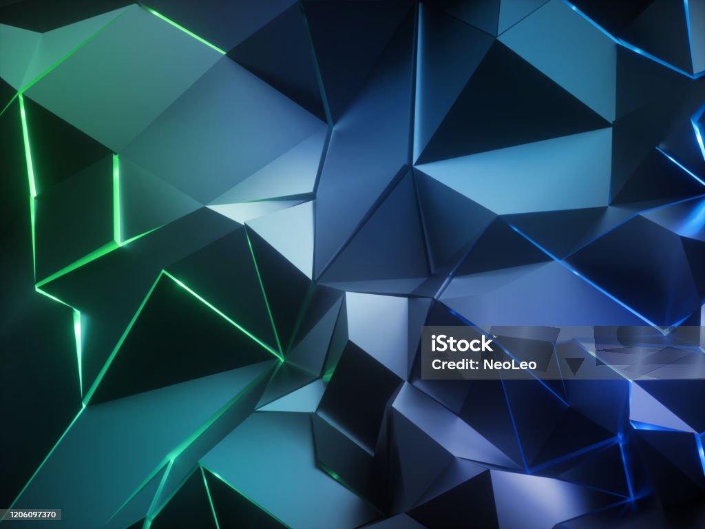Renderizado 3d Fondo Abstracto De Cristal Azul Verde Textura Metálica Facetada Luz De Neón Líneas Láser Brillantes Triángulos Fondo De Pantalla Cristalizado Geométrico Concepto De Moda Moderna Foto de stock y más Renderizado 3d Fondo Abstracto De Cristal Azul Verde Textura Metálica Facetada Luz De Neón Líneas Láser Brillantes Triángulos Fondo De Pantalla Cristalizado Geométrico Concepto De Moda Moderna Foto de stock y más