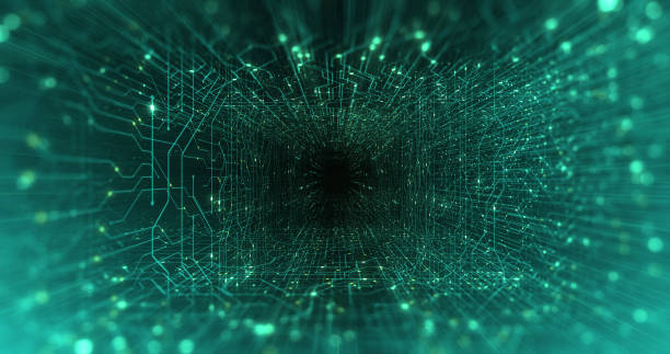 istock Abstract digital city. Digital Circuit board, Motherboard, Digital chip. Digitalization of Information: IT, IOT, Server, Data Center. Animated Visualization of Network Data. 3D render 1206097474