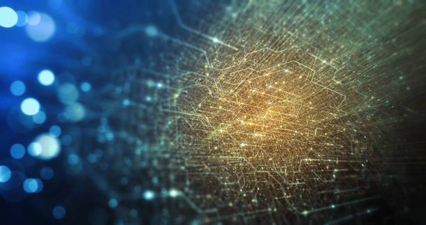 istock Abstract tech background made of printed circuit board. Depth of field effect and bokeh. internet connections, cloud computing and neural network, big data. 3D render 1206097492