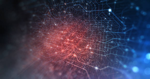 istock Abstract tech background made of printed circuit board. Depth of field effect and bokeh. internet connections, cloud computing and neural network, big data. 3D render 1206098011