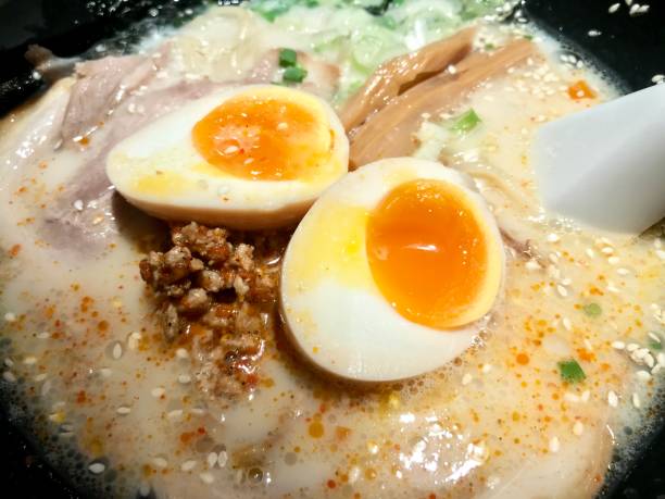 istock Japanese soup noodles with boiled egg 1206101393