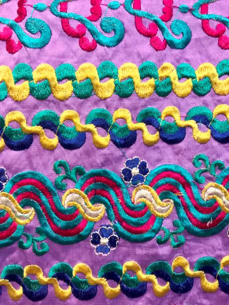istock Colorful Thai traditional cloth texture for background 1206103805