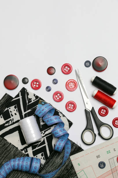 istock Set of different sewing items isolated on white background 1206105370