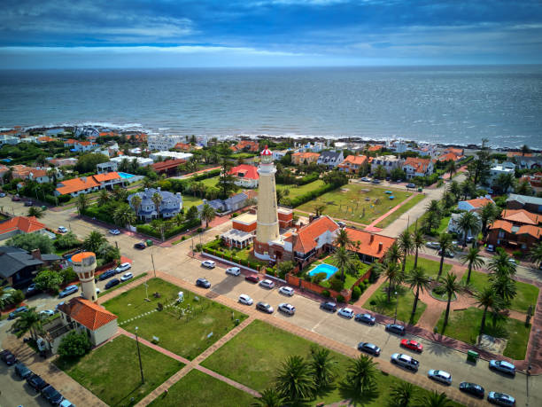 Punta Del Este Lighthouse. Aerial view of Sea. Uruguay, uruguay. Punta Del Este Lighthouse. Golden view of the sea. Uruguay. Punta Del Este Lighthouse. Aerial view of Sea. playas del este stock pictures, royalty-free photos & images