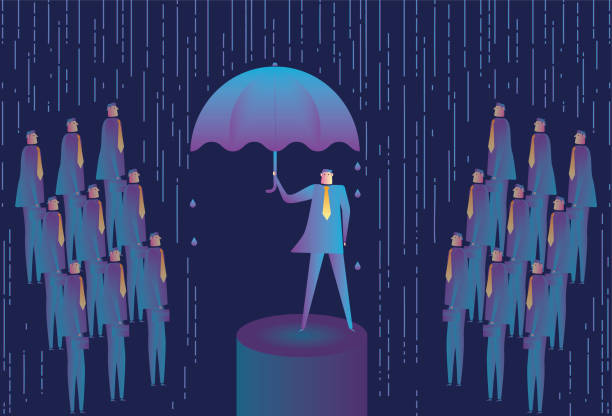 지도자들이 빗속에서 말씀 - insurance rain insurance agent umbrella stock illustrations