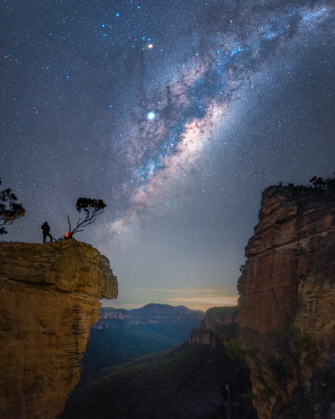 Milkyway At Hanging Rock Blue Mountains Night Photography blue mountains australia photos stock pictures, royalty-free photos & images
