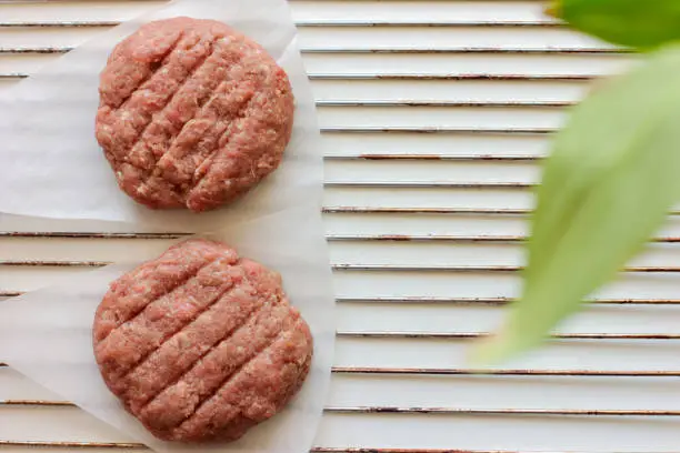 Photo of Plant based meat concept. Vegetable burger patties. First non-soy plant meat