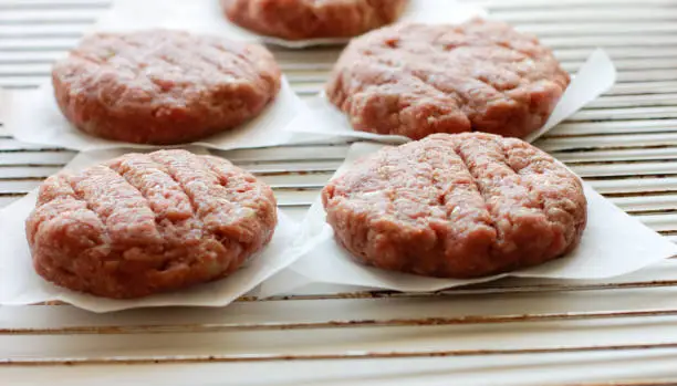 Photo of Plant based meat concept. Vegetable burger patties. First non-soy plant meat