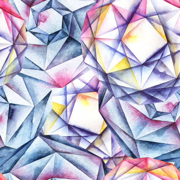 akwarelowy wzór kryształu diamentu - crystal bright diamond gem stock illustrations