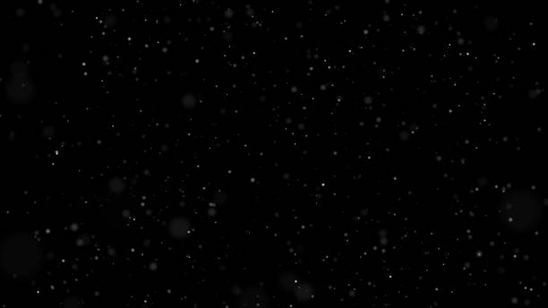 istock Winter Snow falling from sky top. Snow isolated on black background for motion graphics composing elements. Random snowy size turbulance in air and storm. Isolated snow snowflakes. 3D illustration 1206150804
