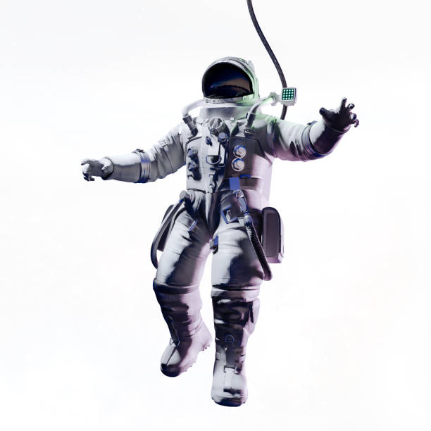 rendering 3d dell'astronauta nello spazio - astronauta foto e immagini stock