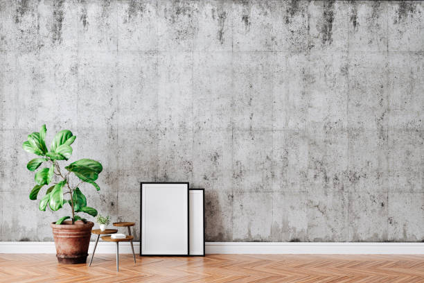 istock 3d render of beautiful interior with home plant and blank frames 1206151604