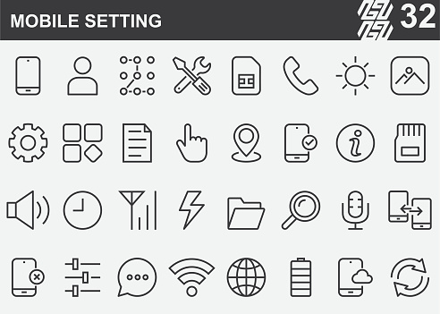 Mobile Setting Line Icons