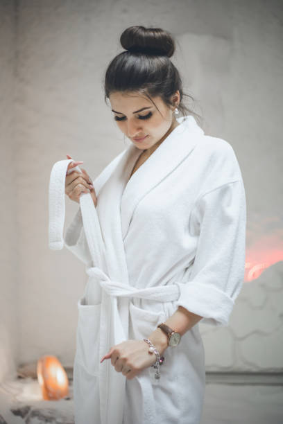 istock Woman relaxing in salt room 1206160000