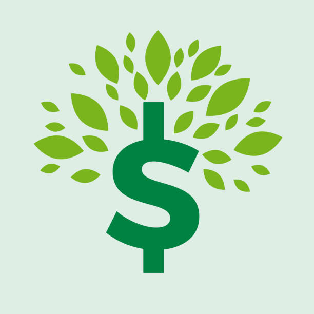 Green deal. Conceptual illustration with leaves and dollar sign Green deal. Conceptual illustration with leaves and dollar sign budget cuts stock illustrations