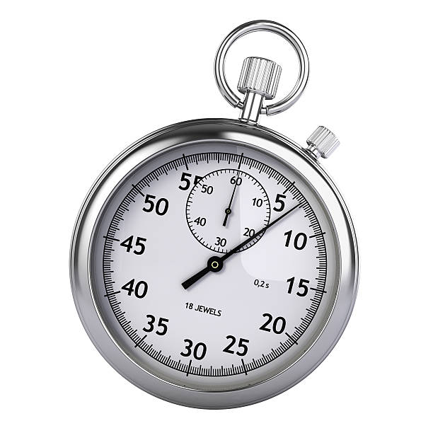 istock A silver colored stopwatch against a white background 120616786
