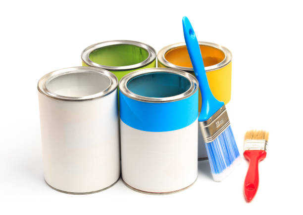 istock set of Cans with color paint isolated on white background - Image 1206170304