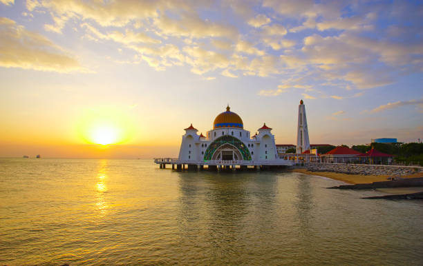 istock Majestic view of Malacca Straits Mosque during sunset. 1206174378