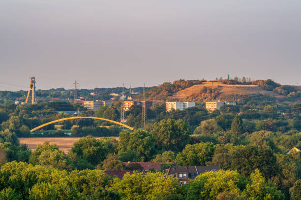 Gladbeck, North Rhine-Westfalia, Germany - August 02, 2018: View over the Ruhr Area from the Mottbruchhalde