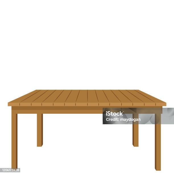 Wooden Table - Arte vetorial de stock e mais imagens de Mesa - Mobília - Mesa - Mobília, Madeira - Material, Ilustração