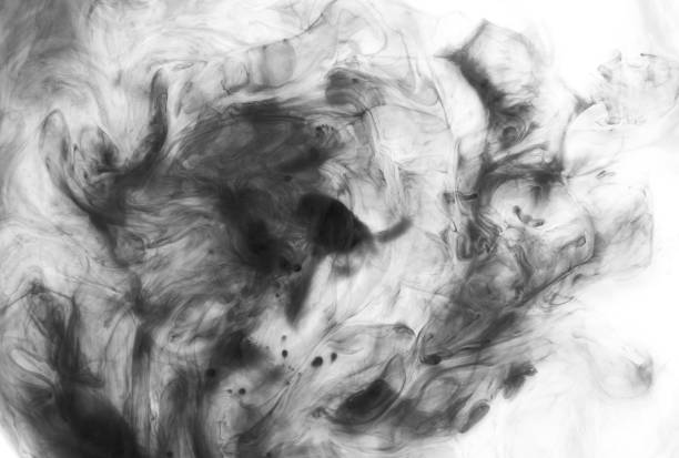 istock Black abstract grunge marbling ink stains on white background. 1206182115