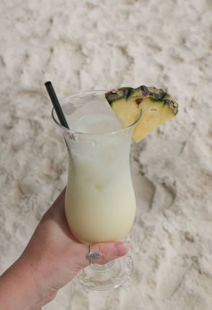 Hand holding Cocktail at the Beach