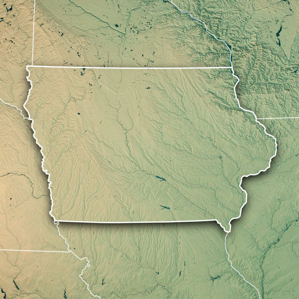 istock Iowa State USA 3D Render Topographic Map Border 1206187236