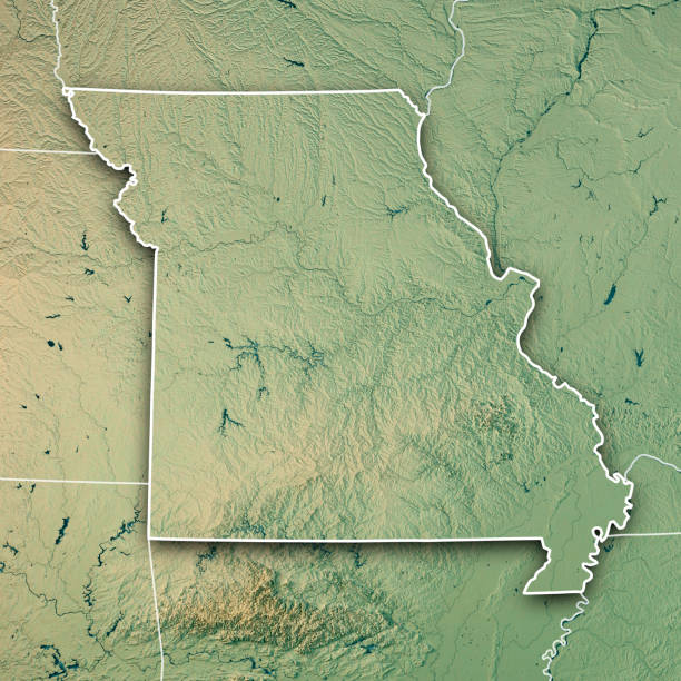 istock Missouri State USA 3D Render Topographic Map Border 1206187338