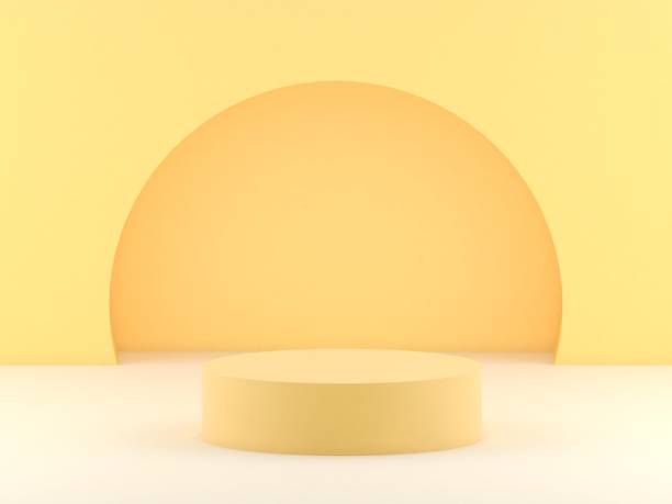 istock 3D Render of Abstract Yellow Composition with Podium 1206188314