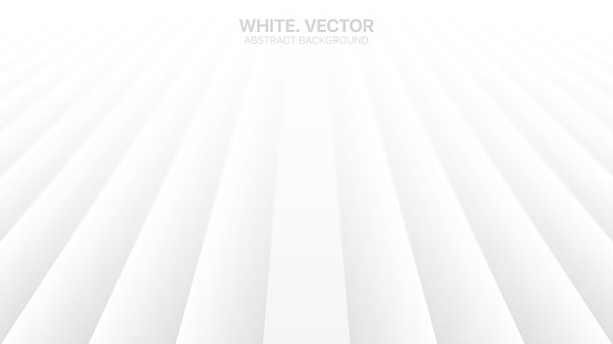 Vector Perspective Lines Clear Blank Subtle Business White Abstract Background. Conceptual Futuristic Technology 3D Minimalist Illustration. Light Colorless Empty Surface Wallpaper. Blurred Backdrop