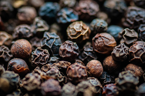 Black pepper corns. Macro Photography.