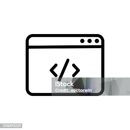 istock code programming icon vector. Isolated contour symbol illustration 1206193220