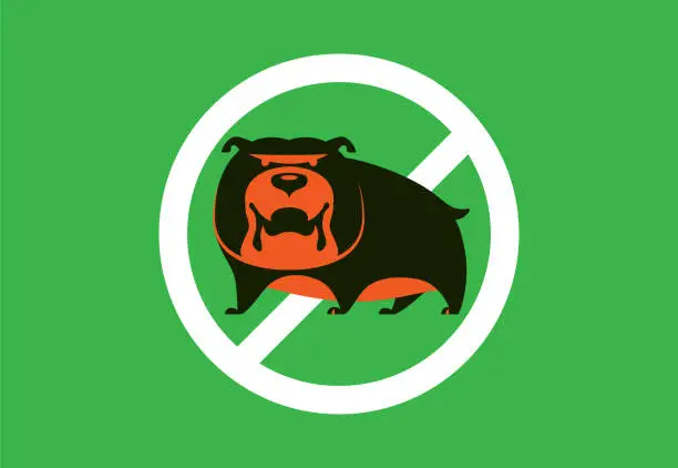 Vector illustration of no angry dog warning sign