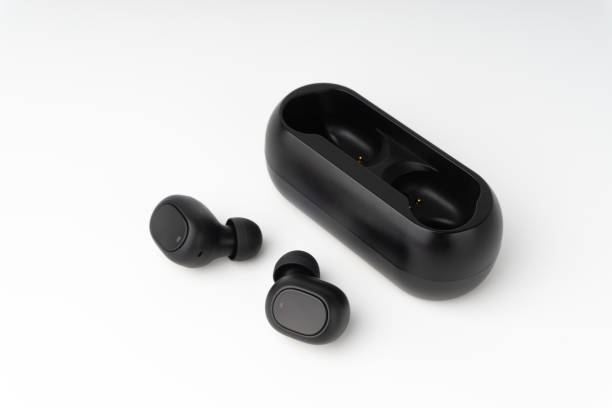 istock Wireless earbuds or earphones on white background 1206195790