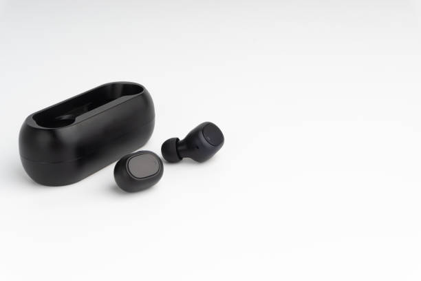 istock Wireless earbuds or earphones on white background 1206195873