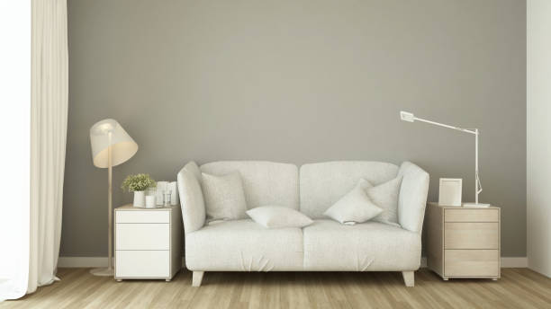istock Living room minimal design in house or apartment - Interior simple design - 3D Rendering 1206198509