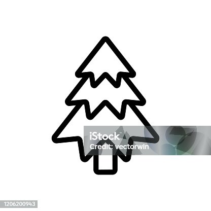istock evergreen Christmas tree icon vector. Isolated contour symbol illustration 1206200943