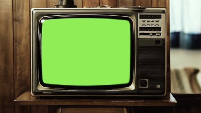 Old TV Set with Green Screen Explodes.