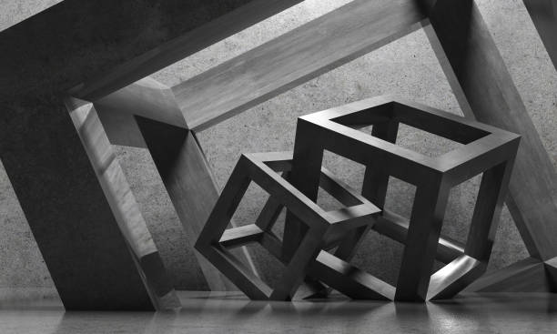 abstrakte architekturcubes - sculpture stock-fotos und bilder