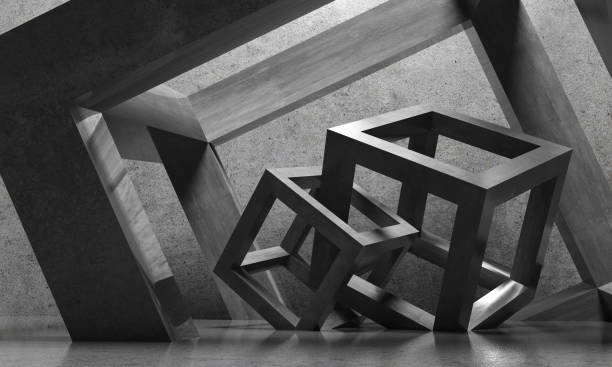абстрактные кубики архитектуры - скульптура стоковые фото и изображения