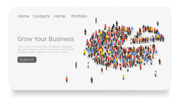 istock People crowd in form of pie chart composed of people. Web site landing page. Statistic concept. 1206201927
