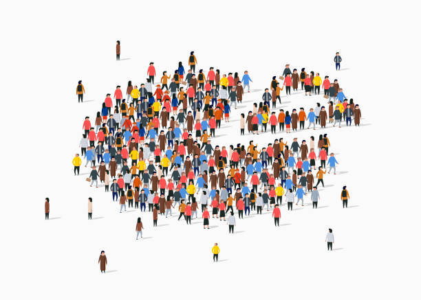 istock People crowd in form of pie chart composed of people. Statistic concept. 1206201929