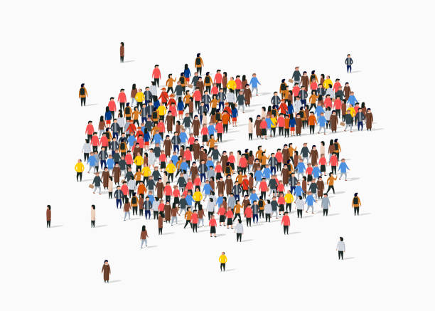 istock People crowd in form of pie chart composed of people. Statistic concept. 1206201937