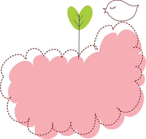 Cute bird standing on the cloud for your greeting message vector art illustration