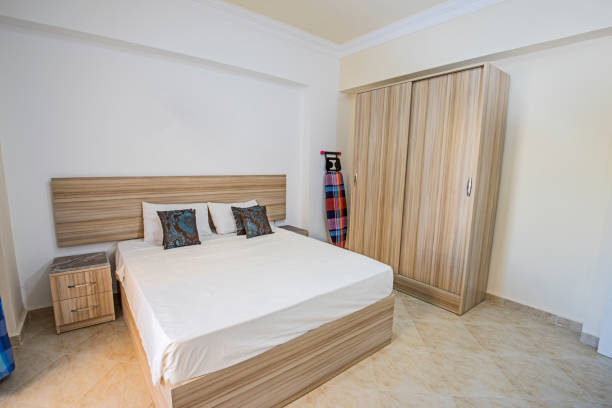 istock Interior design of double bedroom in apartment 1206206790