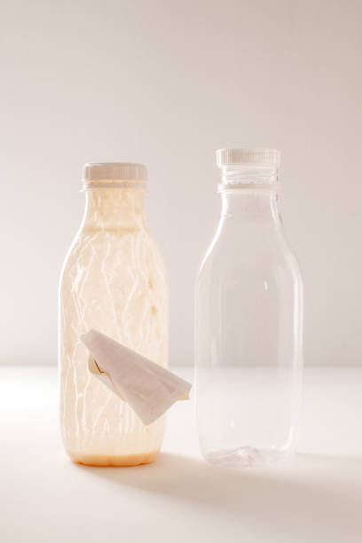 istock Empty yogurt bottles with a lid for plastic recycling 1206207215