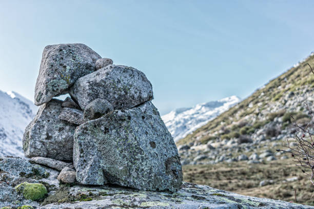 istock stone landmark on snowy mountain road 1206208195