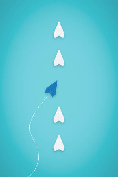 Get In Line. Collaboration and Partnership Concept With Paper Plane. stock photo