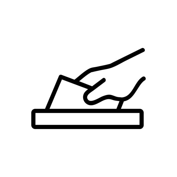 ilustraciones, imágenes clip art, dibujos animados e iconos de stock de vector de icono electoral electoral. ilustración de símbolo de contorno aislado - lugar donde votar